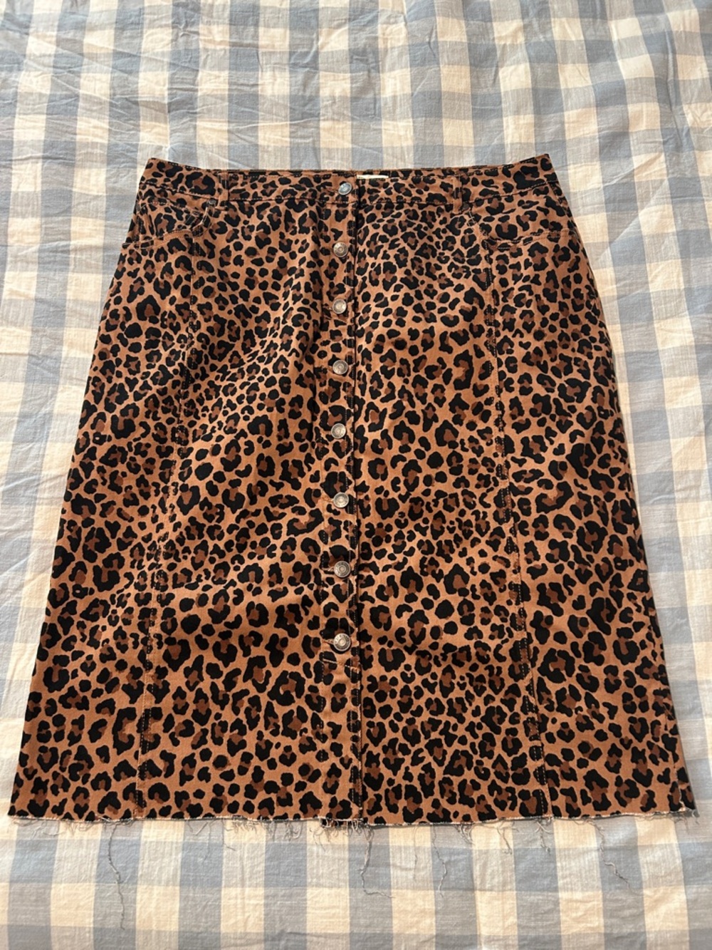 Leopard Print Button-Front Midi Skirt - Cato 18w
